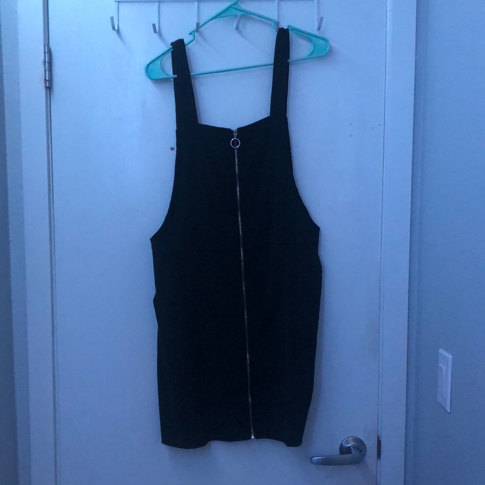 A black zip up dress